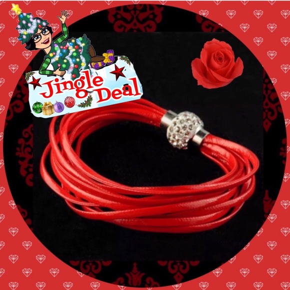 🌹New RED Leather/Rhinestone Wrap  Magnet - Picture 5 of 5